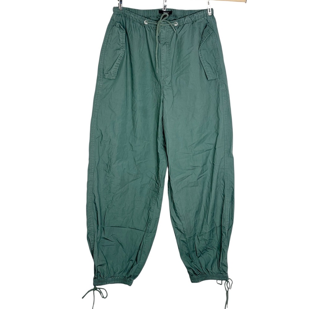 Y2K Forever 21 Parachute Pants Sz S Sage Green Elastic Waist Drawstring Baggy